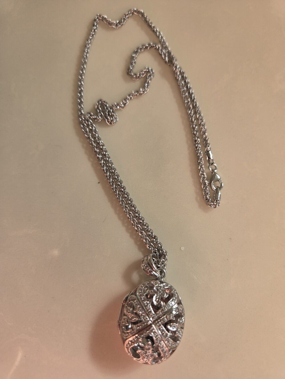 Chuck Clemency Sterling Silver Filigree Locket Necklace Chain- Women's Jewelry